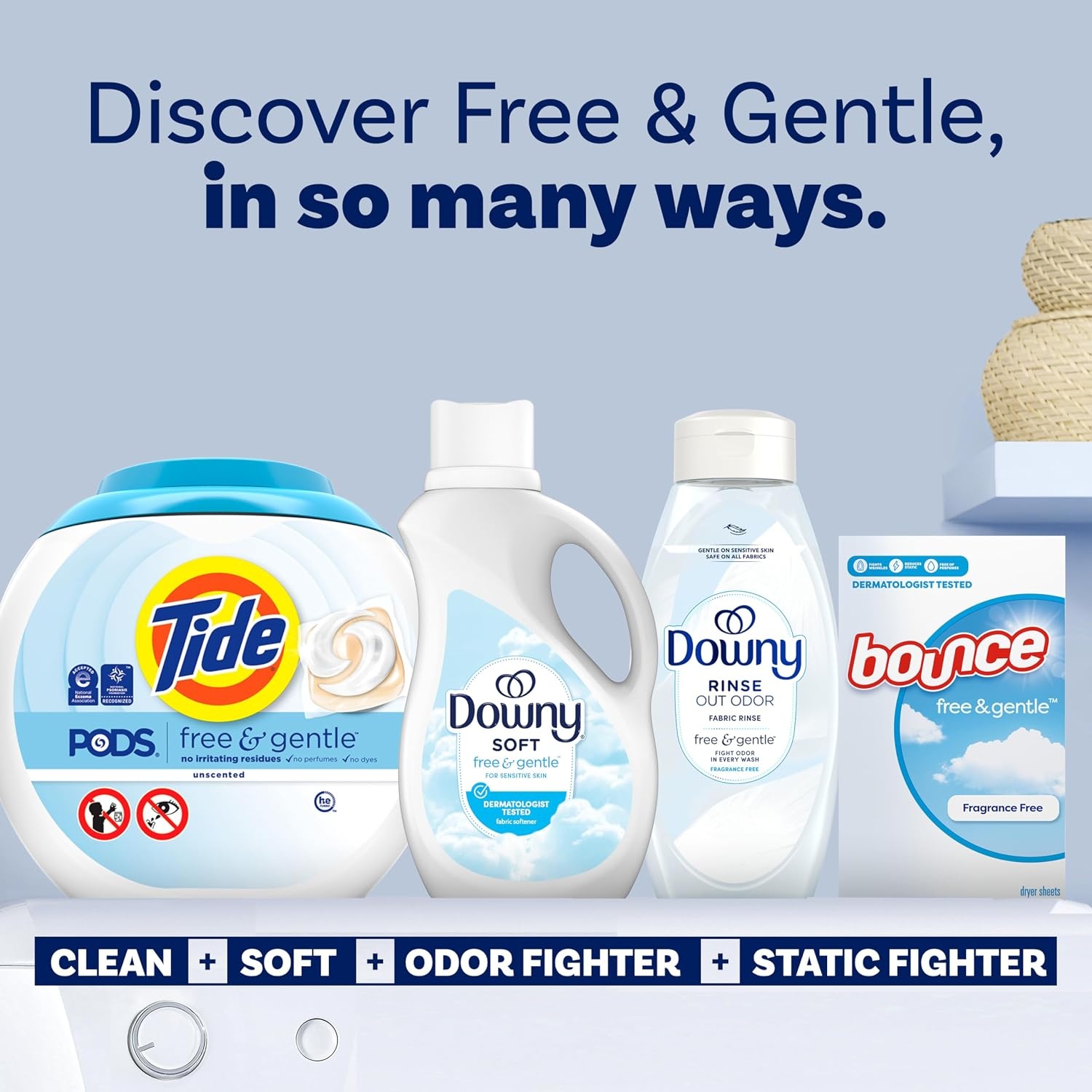 image:imageDowny Free amp Gentle Liquid Fabric Softener 140 fl oz 190 Loads Hypoallergenic Sensitive Skin Friendly Fabric Conditioner LiquidUnscented