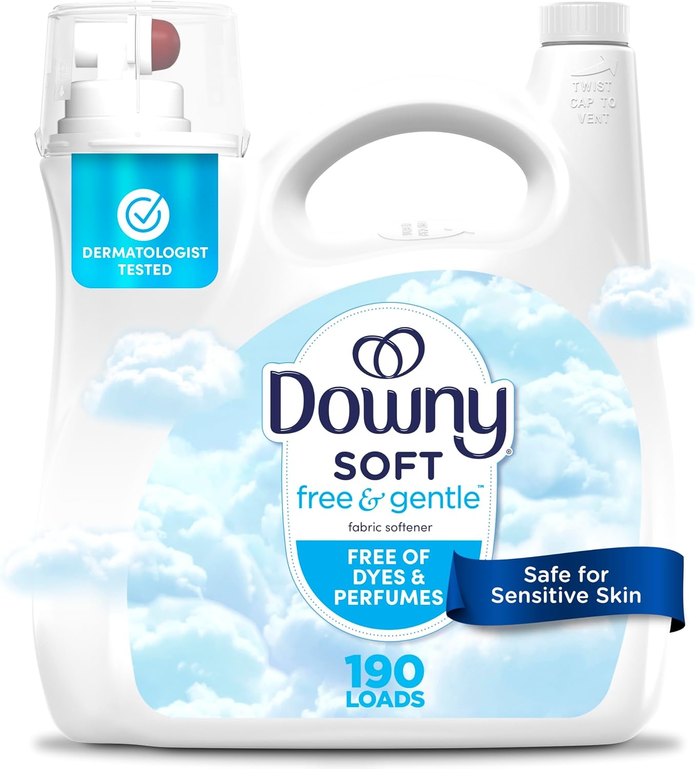 image:imageDowny Free amp Gentle Liquid Fabric Softener 140 fl oz 190 Loads Hypoallergenic Sensitive Skin Friendly Fabric Conditioner LiquidUnscented