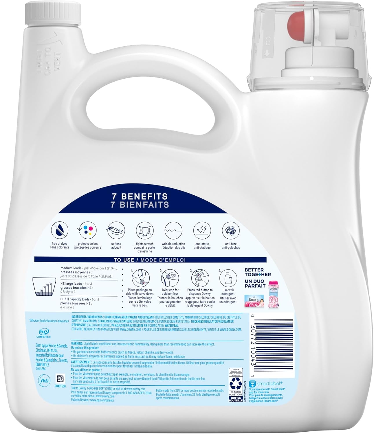 image:imageDowny Free amp Gentle Liquid Fabric Softener 140 fl oz 190 Loads Hypoallergenic Sensitive Skin Friendly Fabric Conditioner LiquidUnscented