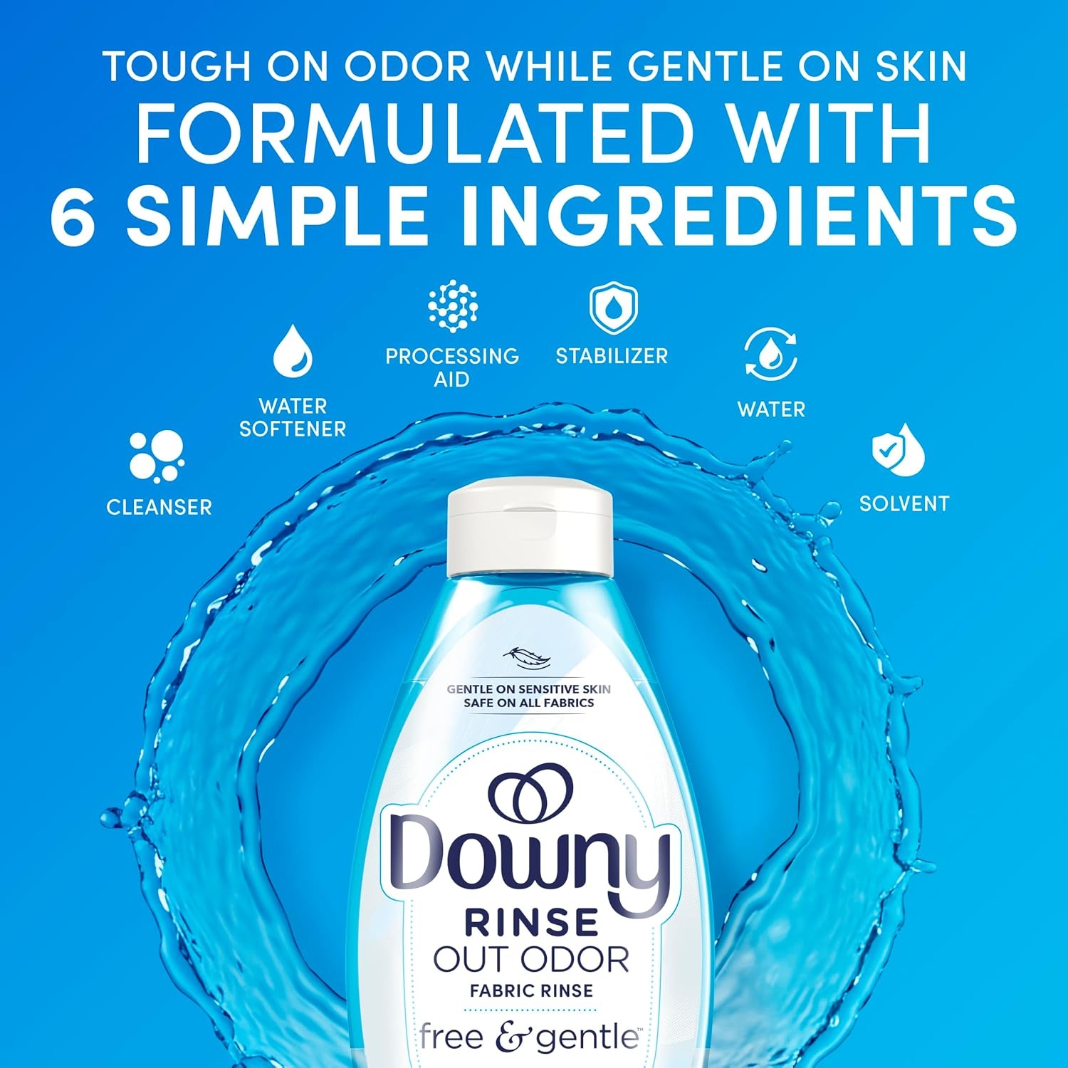 image:imageDowny Free amp Gentle Rinse Laundry Odor Remover Scent Free 48 FL OZ Gentle on skin No dyes or heavy perfumes Fabric Softener and Laundry Odor Removal Rinse