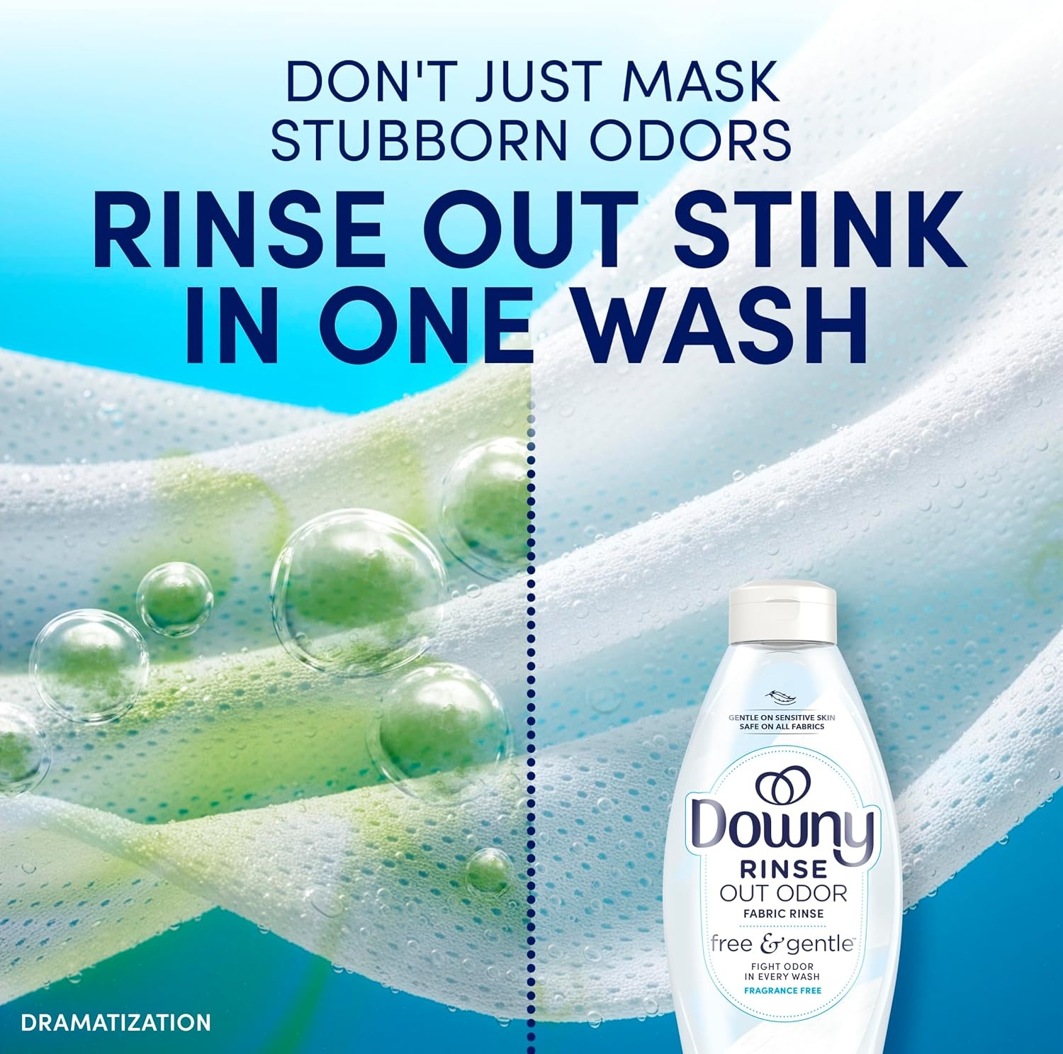image:imageDowny Free amp Gentle Rinse Laundry Odor Remover Scent Free 48 FL OZ Gentle on skin No dyes or heavy perfumes Fabric Softener and Laundry Odor Removal Rinse