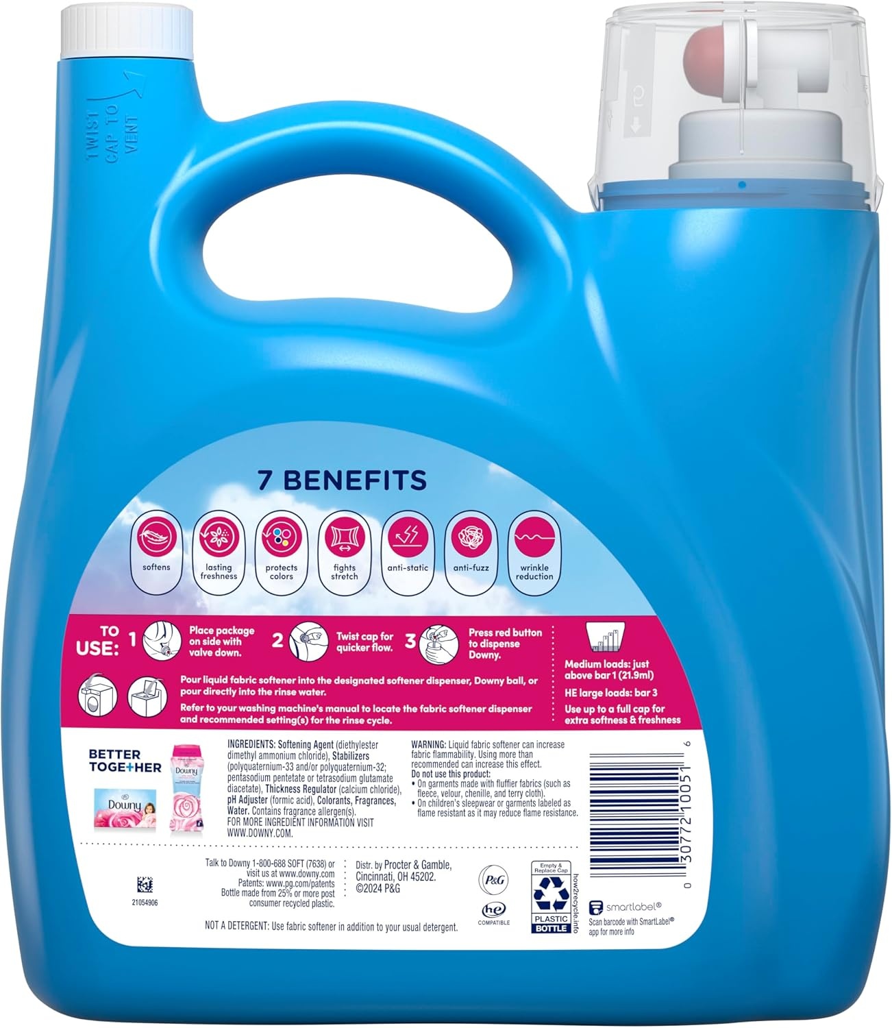 image:imageDowny Liquid Fabric Softener April Fresh 2in1 Fresh amp Soft 140 Fl Oz 190 Loads Fabric Conditioner For Freshness And SoftnessApril Fresh