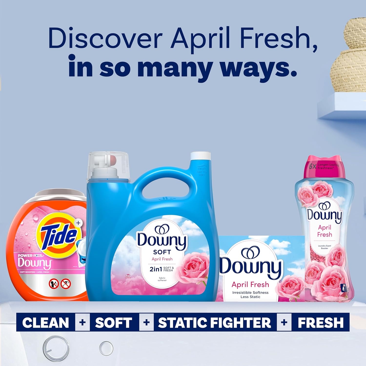 image:imageDowny Liquid Fabric Softener April Fresh 2in1 Fresh amp Soft 140 Fl Oz 190 Loads Fabric Conditioner For Freshness And SoftnessApril Fresh