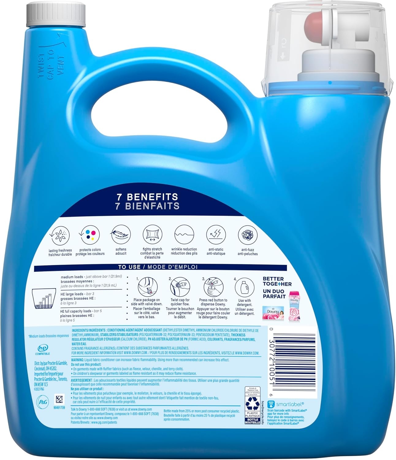 image:imageDowny Liquid Fabric Softener April Fresh 2in1 Fresh amp Soft 140 Fl Oz 190 Loads Fabric Conditioner For Freshness And SoftnessApril Fresh