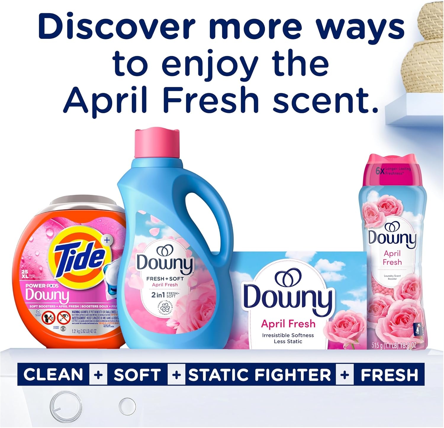 image:imageDowny Liquid Fabric Softener April Fresh 2in1 Fresh amp Soft 140 Fl Oz 190 Loads Fabric Conditioner For Freshness And SoftnessApril Fresh