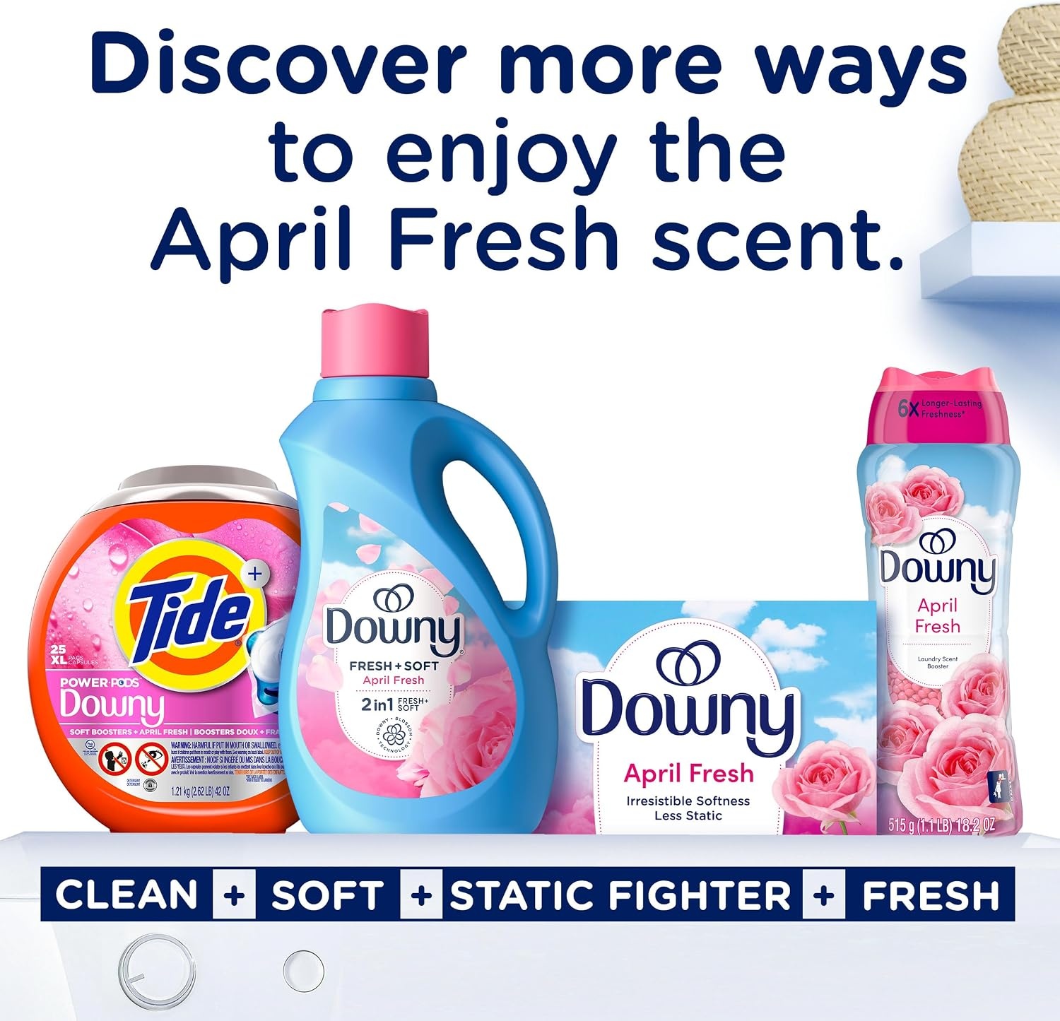 image:imageDowny Liquid Fabric Softener April Fresh 2in1 Fresh amp Soft 140 Fl Oz 190 Loads Fabric Conditioner For Freshness And SoftnessApril Fresh