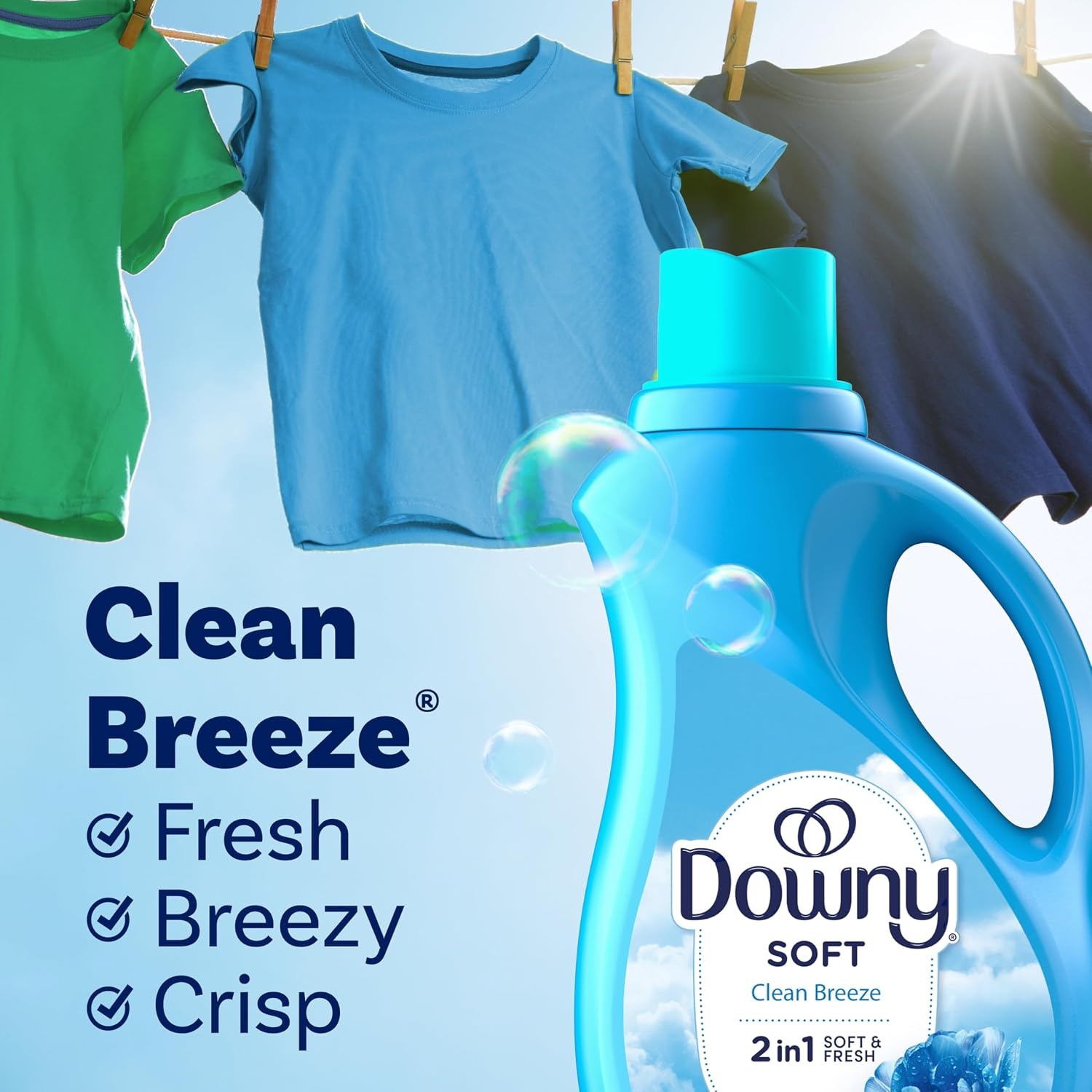 image:imageDowny Liquid Fabric Softener April Fresh 2in1 Fresh amp Soft 140 Fl Oz 190 Loads Fabric Conditioner For Freshness And SoftnessClean Breeze