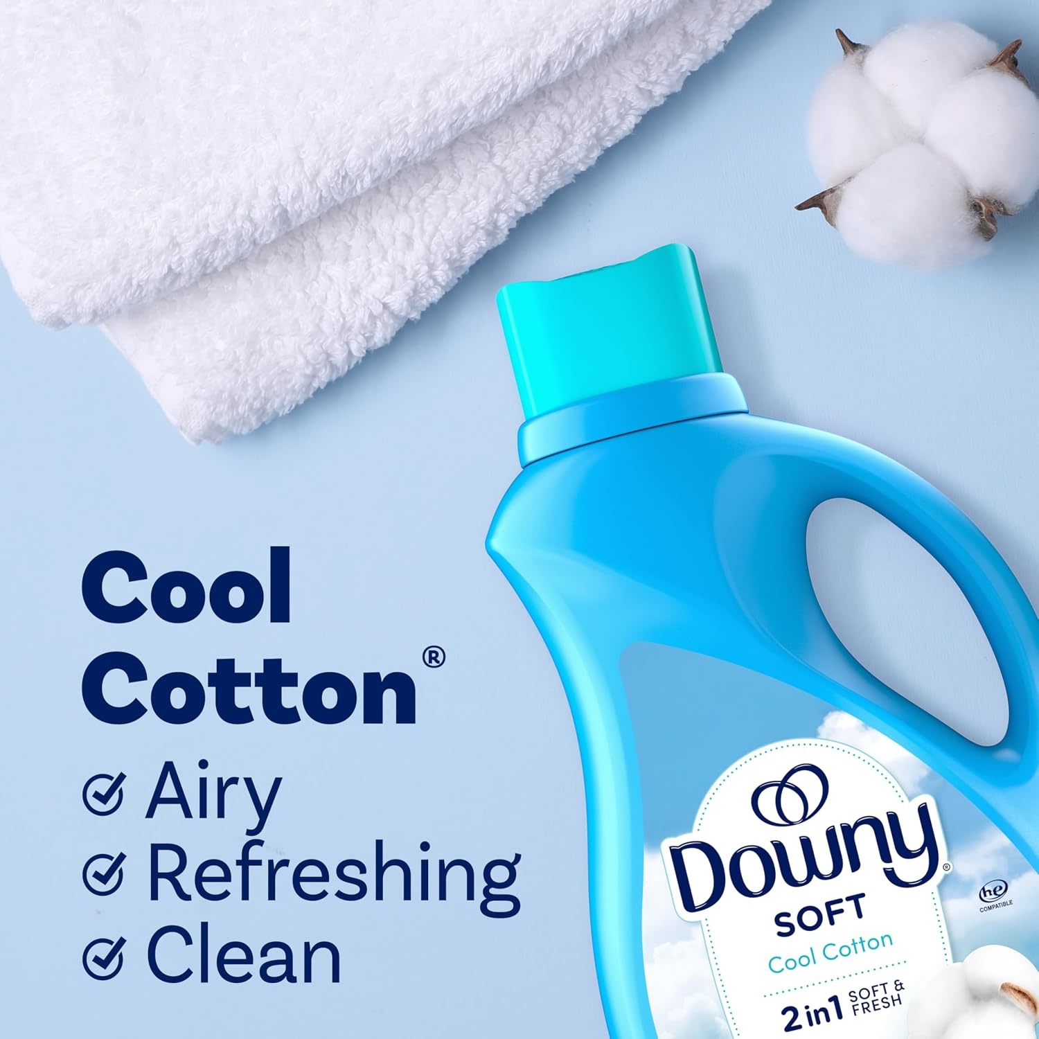 image:imageDowny Liquid Fabric Softener April Fresh 2in1 Fresh amp Soft 140 Fl Oz 190 Loads Fabric Conditioner For Freshness And SoftnessCool Cotton