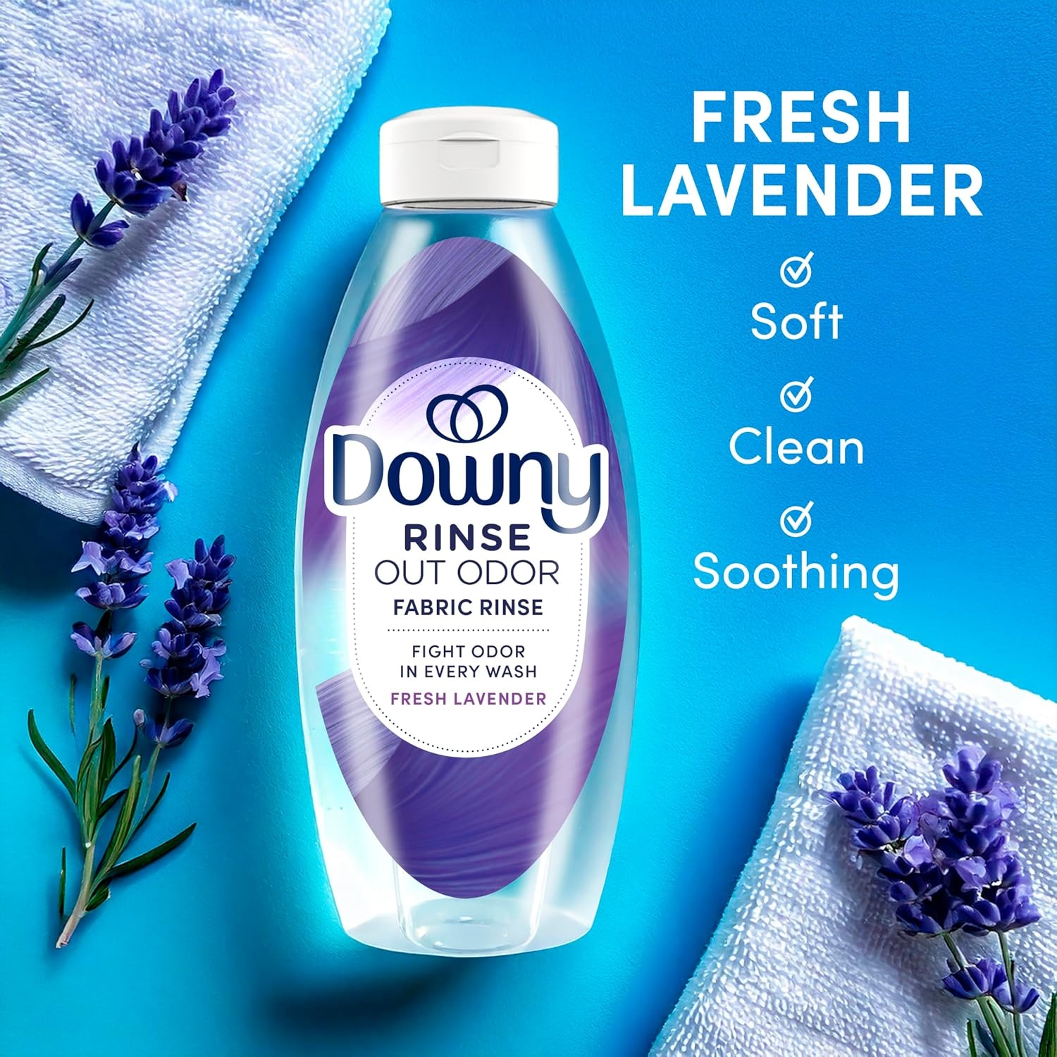 image:imageDowny RINSE amp REFRESH Laundry Odor Remover and Fabric Softener Fresh Lavender 48 fl oz Safe on ALL Fabrics Gentle on Skin HE CompatibleLavender