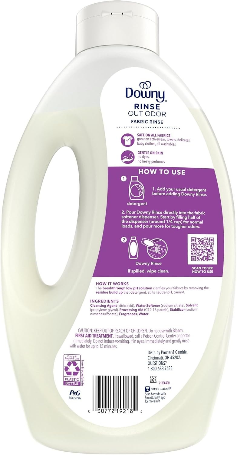 image:imageDowny RINSE amp REFRESH Laundry Odor Remover and Fabric Softener Fresh Lavender 48 fl oz Safe on ALL Fabrics Gentle on Skin HE CompatibleLavender