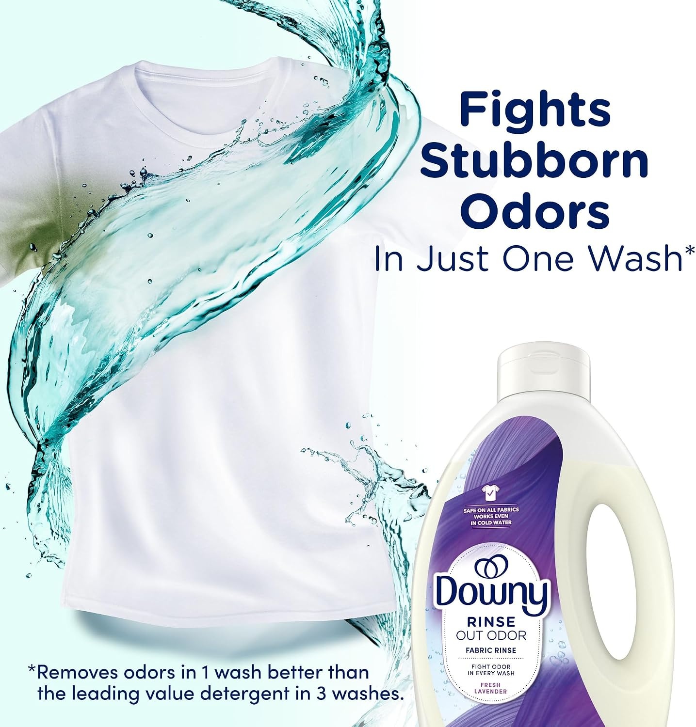image:imageDowny RINSE amp REFRESH Laundry Odor Remover and Fabric Softener Fresh Lavender 48 fl oz Safe on ALL Fabrics Gentle on Skin HE CompatibleLavender