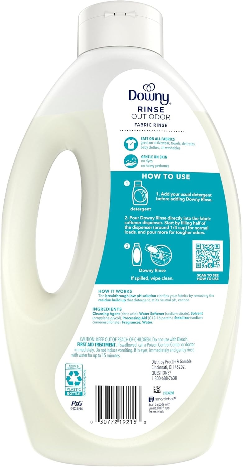 image:imageDowny Rinse Laundry Odor Remover Cool Cotton Scent 48 fl oz Fabric Softener And Laundry Odor Removal Rinse Fights Odors At The Source HE CompatibleCool Cotton