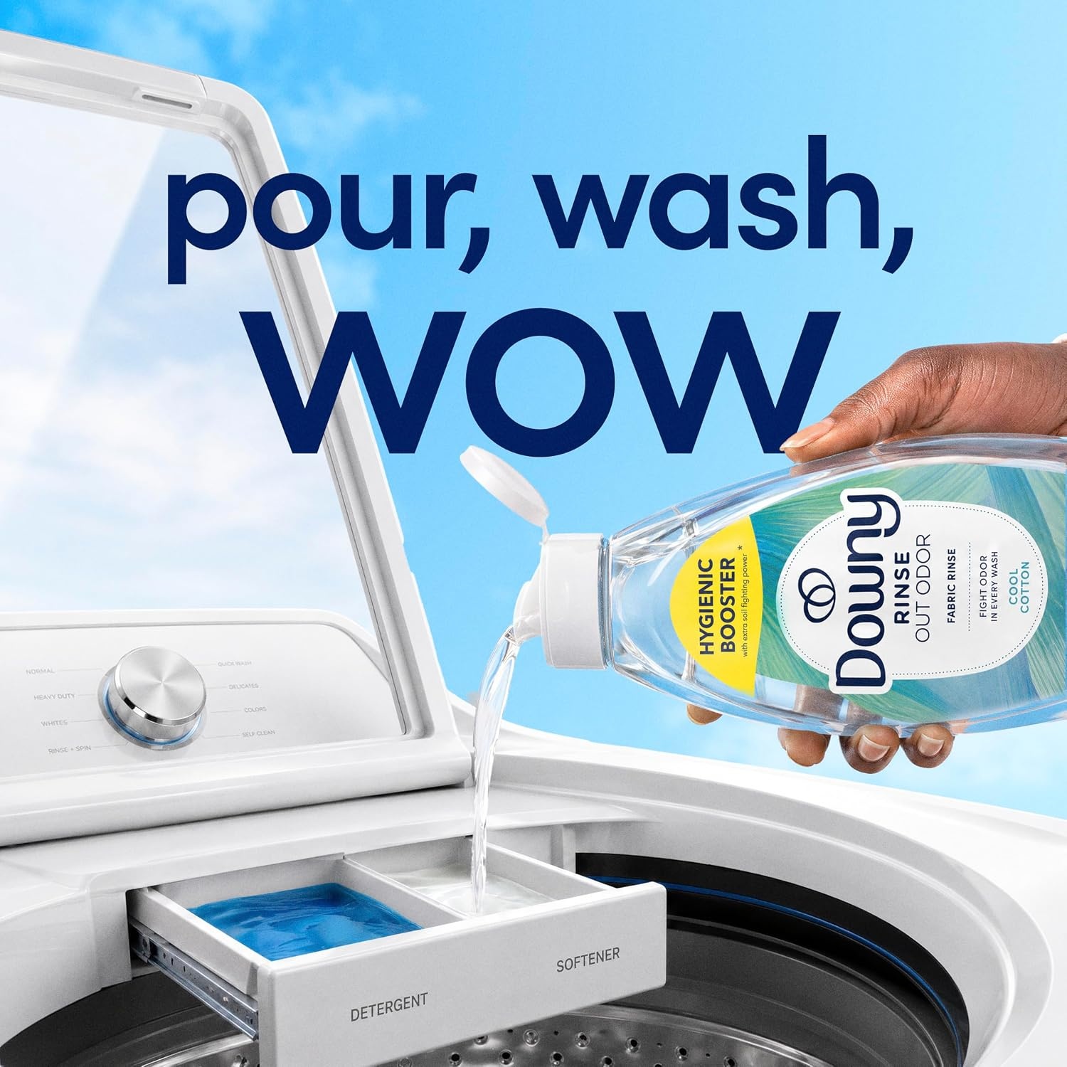 image:imageDowny Rinse Laundry Odor Remover Cool Cotton Scent 48 fl oz Fabric Softener And Laundry Odor Removal Rinse Fights Odors At The Source HE CompatibleCool Cotton