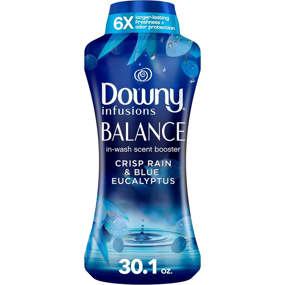 image:imageDowny Balance InWash Laundry Scent Booster Beads Crisp Rain and Blue Eucalyptus scent 24 oz laundry scent beads Longlasting Freshness301 Ounce Pack of 1