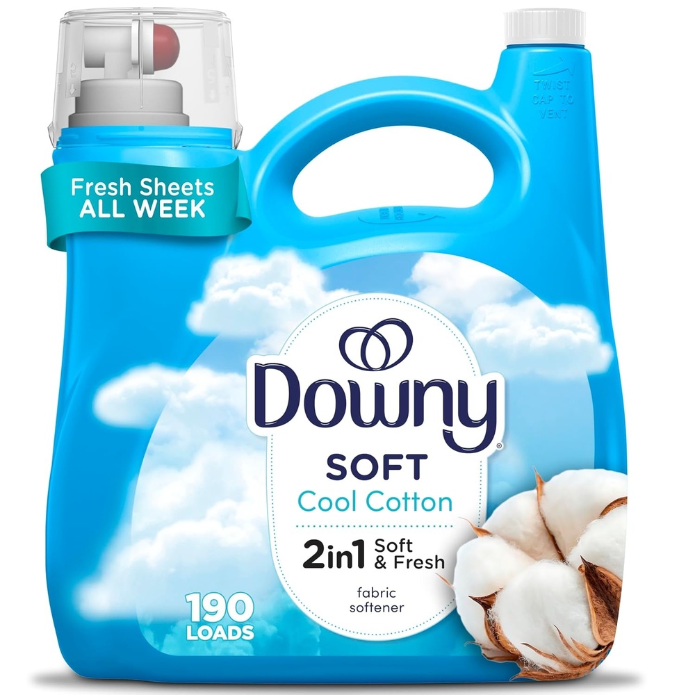 image:imageDowny Soft 2 in 1 Soft and Fresh Liquid Fabric Softener Cool Cotton 140 fl oz 190 Loads Fabric Conditioner Liquid provides softness and freshness for fabrics140 Fl Oz Pack of 1
