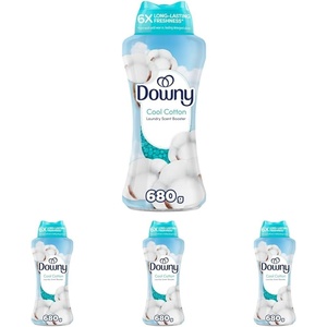 Downy Cool Cotton In-Wash Laundry Scent Booster Beads, 24 oz, laundry scent beads, Long-lasting Freshness(24 Ounce (Pack of 4))
