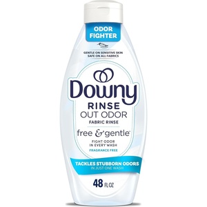 Downy Free & Gentle Rinse Laundry Odor Remover, Scent Free, 48 FL OZ, Gentle on skin, No dyes or heavy perfumes, Fabric Softener and Laundry Odor Removal Rinse