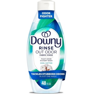 Downy RINSE & REFRESH Laundry Odor Remover and Fabric Softener, Safe on ALL Fabrics, Gentle on Skin, HE Compatible, Cool Cotton, 48 fl oz (Pack of 4)(192 fl oz total)