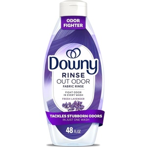 Downy RINSE & REFRESH Laundry Odor Remover and Fabric Softener, Safe on ALL Fabrics, Gentle on Skin, HE Compatible, Fresh Lavender Scent, 48 fl oz (Pack of 4)(192 fl oz total)(Lavender)