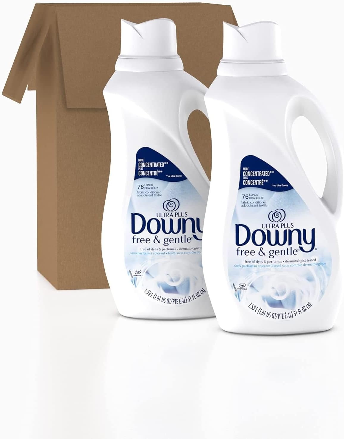 image:imageDowny Ultra Plus Free amp Gentle Laundry Fabric Softener Liquid Concentrated 152 Loads Total 51 Fl Oz Pack of 2 White