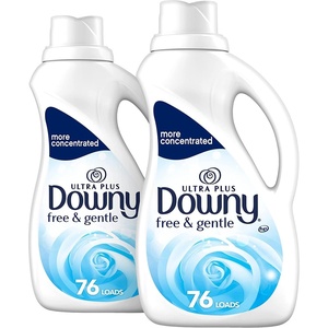 Downy Ultra Plus Free & Gentle Laundry Fabric Softener Liquid, Concentrated, 152 Loads Total, 51 Fl Oz (Pack of 2), White