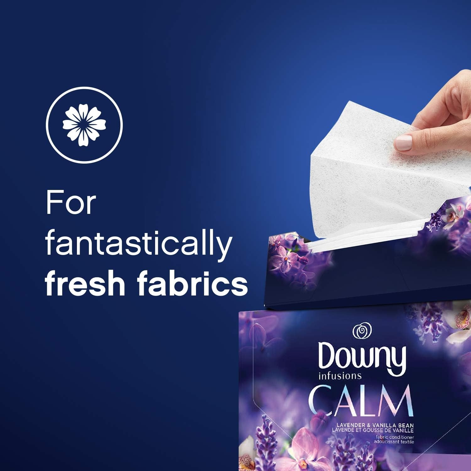 image:imageDowny Calm Mega Dryer Sheets Large Fabric Softener Sheets for Laundry Static Guard amp Softness Boost Laundry Dryer and Fabric Sheets 180 Count1 Count Pack of 105