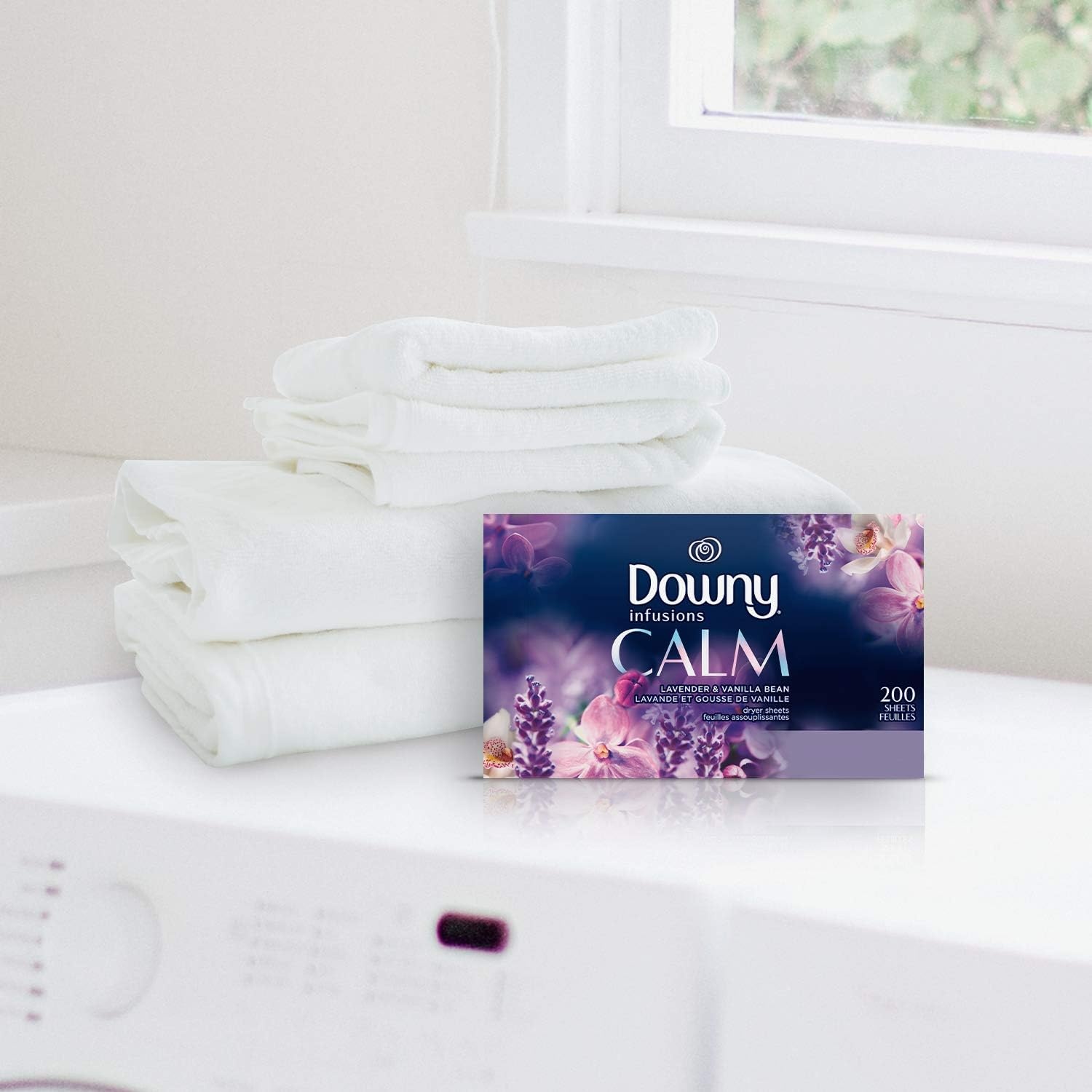 image:imageDowny Calm Mega Dryer Sheets Large Fabric Softener Sheets for Laundry Static Guard amp Softness Boost Laundry Dryer and Fabric Sheets 180 Count1 Count Pack of 105