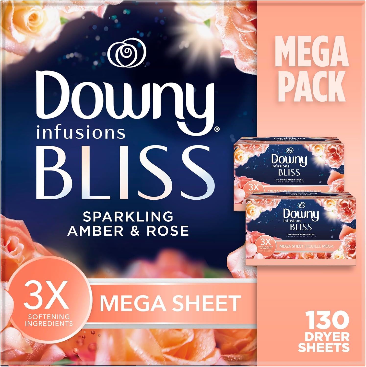 image:imageDowny Calm Mega Dryer Sheets Large Fabric Softener Sheets for Laundry Static Guard amp Softness Boost Laundry Dryer and Fabric Sheets 180 Count130 Count Pack of 1