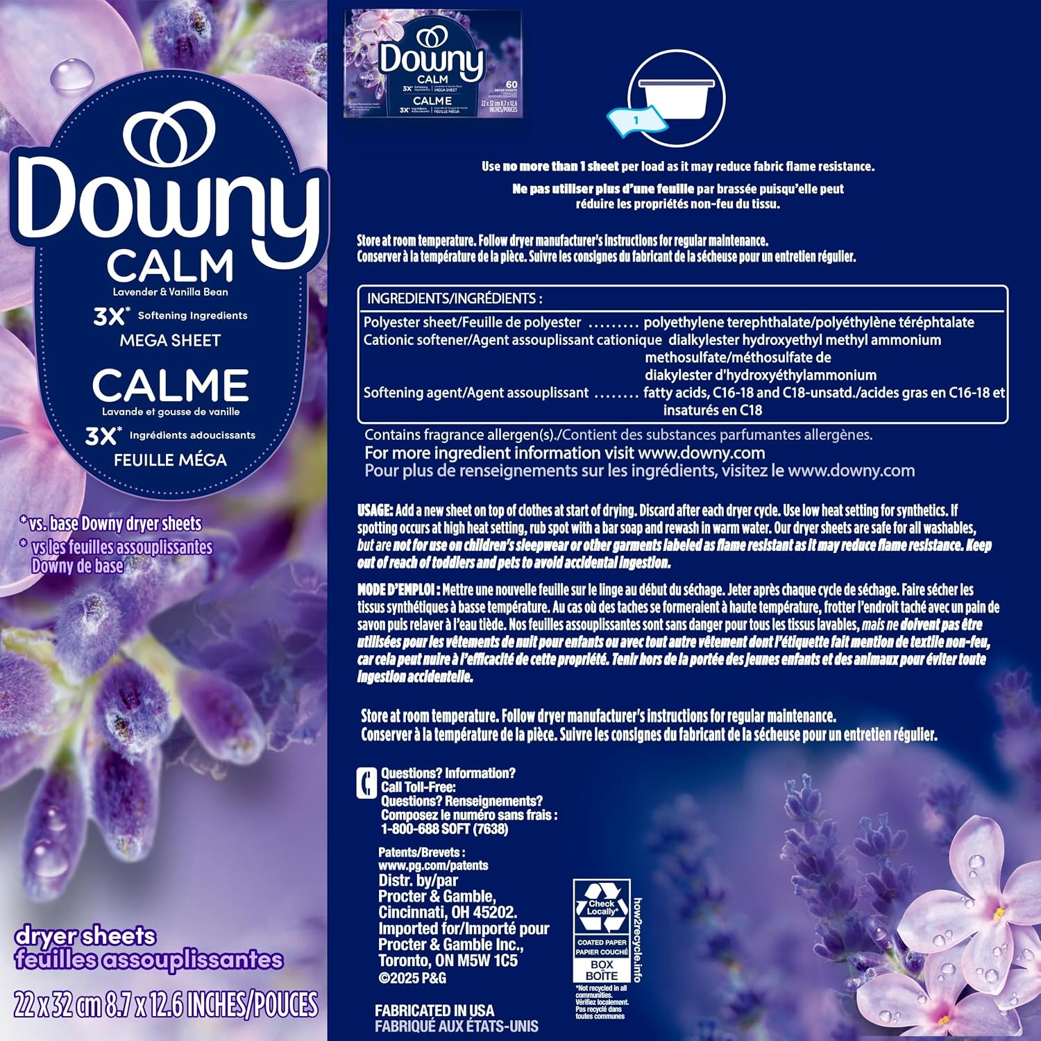 image:imageDowny Calm Mega Dryer Sheets Large Fabric Softener Sheets for Laundry Static Guard amp Softness Boost Laundry Dryer and Fabric Sheets 180 Count180 Count Pack of 1