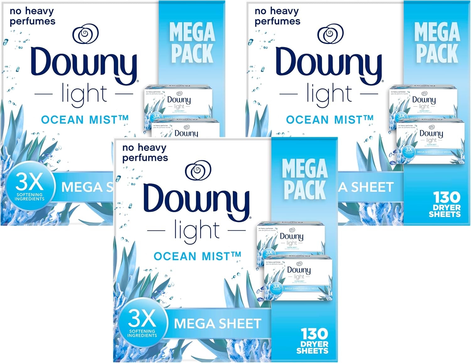 image:imageDowny Light Mega Dryer Sheets Fabric Softener Dryer Sheets Ocean Mist 180 CountOcean Mist