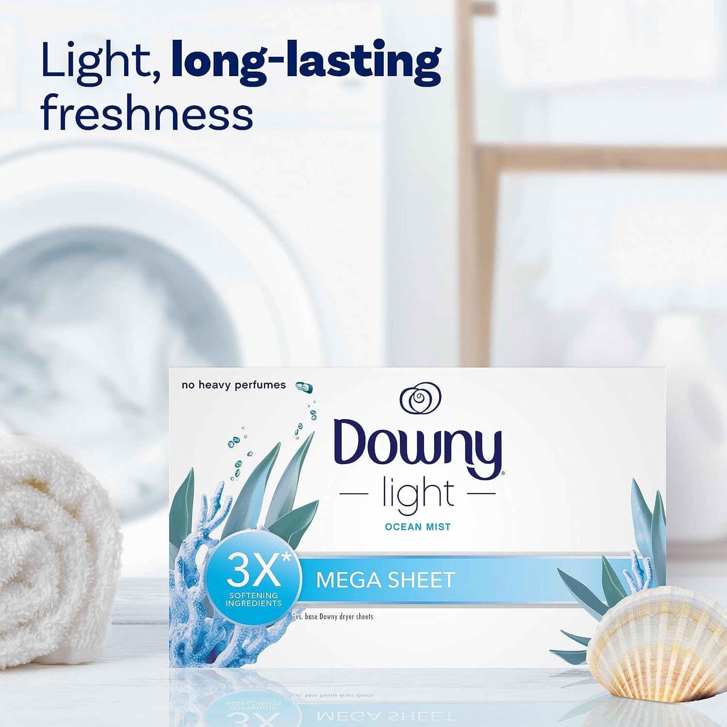 image:imageDowny Light Mega Dryer Sheets Fabric Softener Dryer Sheets Ocean Mist 180 CountOcean Mist