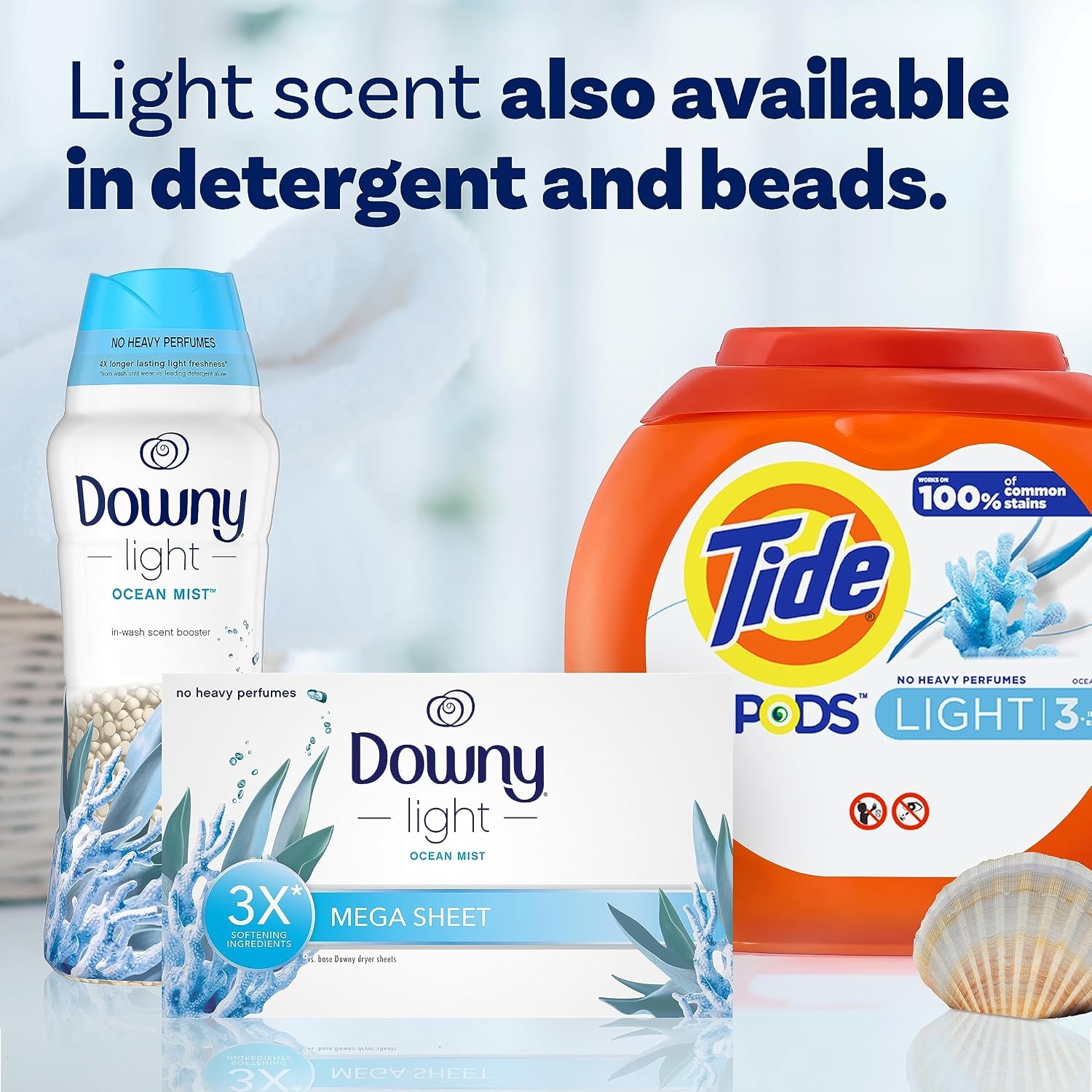 image:imageDowny Light Mega Dryer Sheets Fabric Softener Dryer Sheets Ocean Mist 180 CountOcean Mist