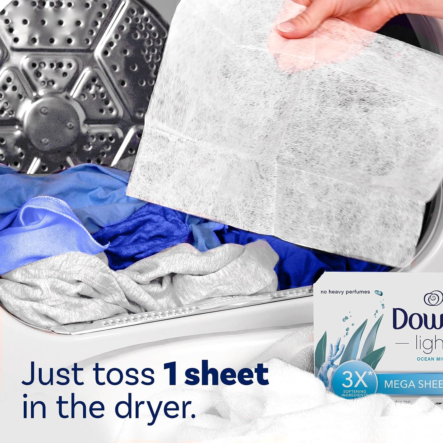 image:imageDowny Light Mega Dryer Sheets Fabric Softener Dryer Sheets Ocean Mist 180 CountOcean Mist