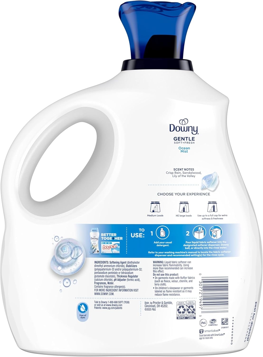 image:imageDowny Gentle Soft Fresh Fabric Softener Liquid Liquid Fabric Softener Designed to be Gentle on Skin Ocean Mist Scent 93 fl oz 138 loadsOcean Mist