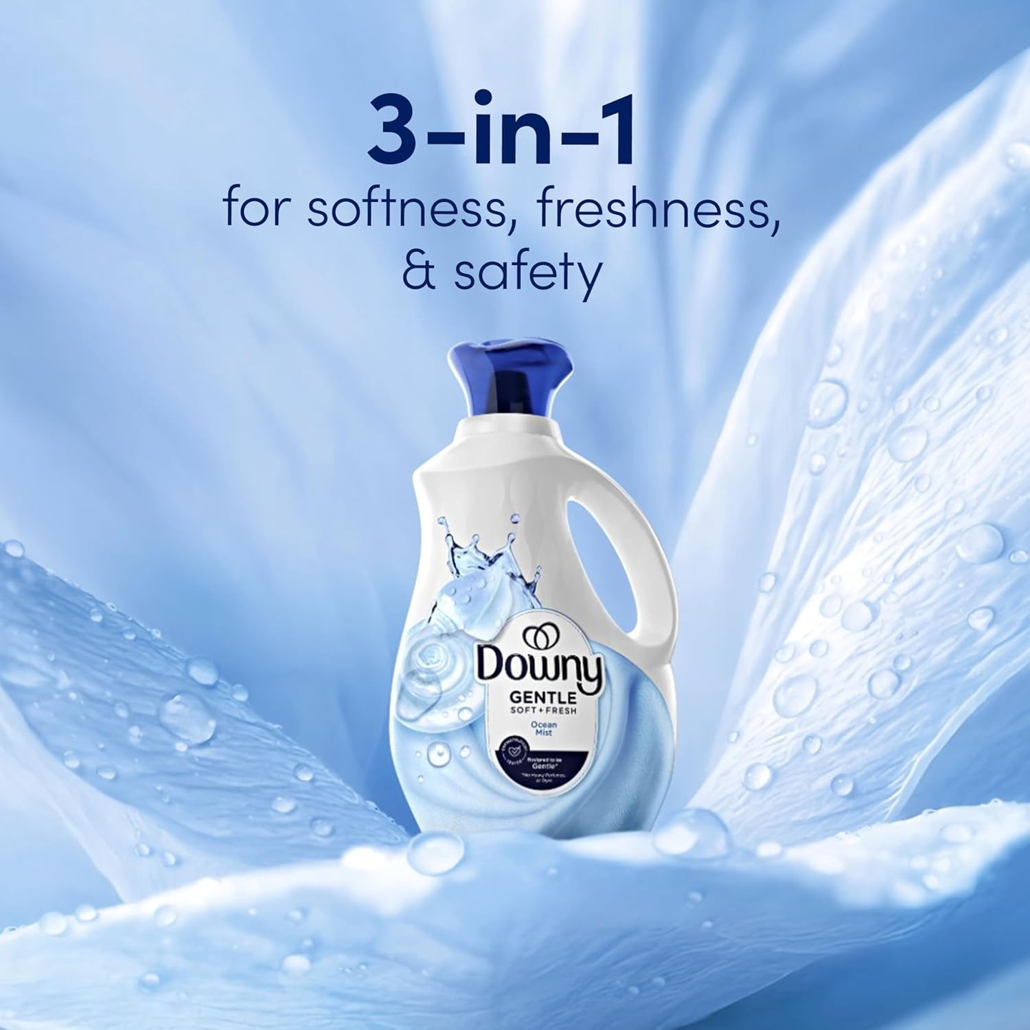 image:imageDowny Gentle Soft Fresh Fabric Softener Liquid Liquid Fabric Softener Designed to be Gentle on Skin Ocean Mist Scent 93 fl oz 138 loadsOcean Mist